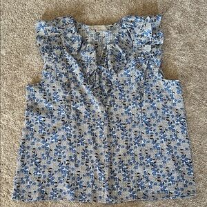 LOFT Blue and White Floral Blouse